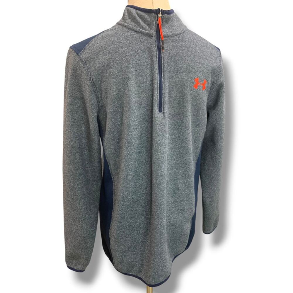 Small Under Armour ColdGear Mens Loose Fit 1/4 Zip‎ Pullover Sweatshirt Blue